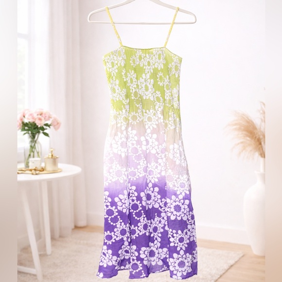 Vintage Dresses & Skirts - Vintage Y2K Ocean Breeze Floral Ombre Dress – Size Medium – Small Flaw
